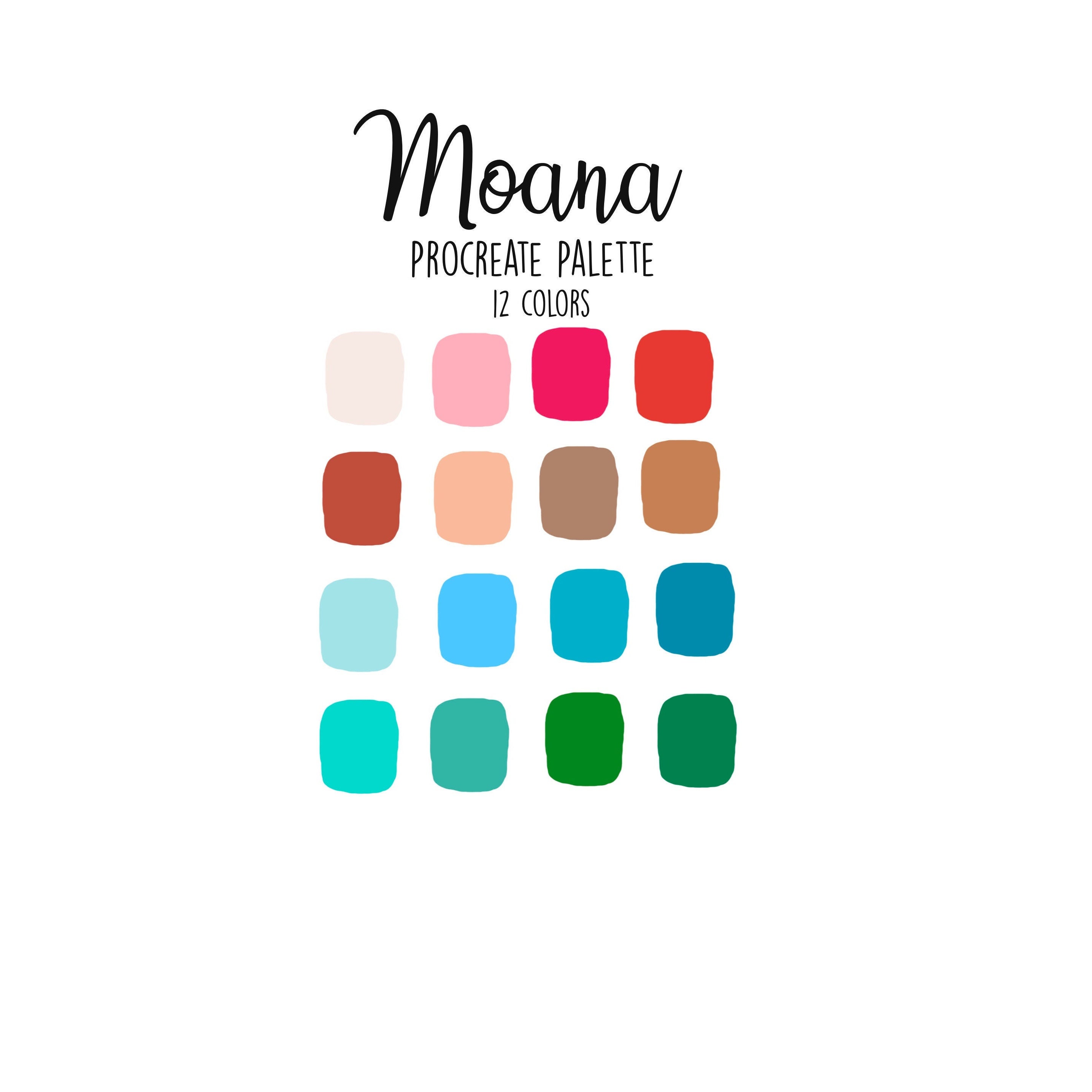 Moana Procreate Color Palette Color Swatches Ipad Template | Etsy