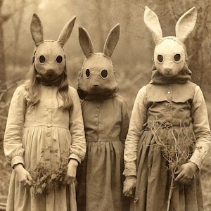 Rabbit Cult of the Forest, Vintage Photography, Art Poster Print, Dark Academia, Gothic Occult, Witchcraft, Gothic Decor [DIGITAL DOWNLOAD]