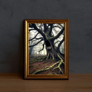 Screaming Tree Art Poster Print, Dark Academia, Gothic Occult Poster, Witchcraft, Gothic Home Decor, Tree Graphic Illustration