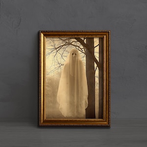 Ghost In Trees Vintage Photography Art Poster Print, Gothic Home Decor, Creepy, Occult Poster, Witchcraft, Spooky, Scary, Supernatural