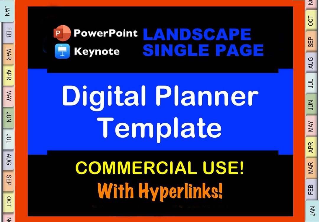Editable Digital Planner Template With Hyperlinks Commercial Use Keynote & Powerpoint Create and