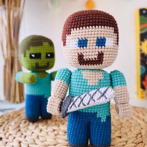 Steve and zombie minecraft amigurumi pattern / minecraft toys crochet pattern - amigurumi pdf toy tutorial