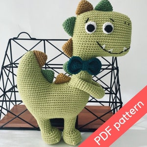 Harry the Dino amigurumi toy pattern | dinosaur T-rex crochet toy pattern - amigurumi pdf tutorial