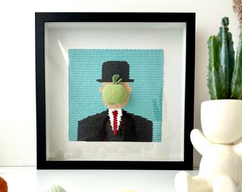 Crochet painting/picture pattern Rene Magritte Son of the Man
