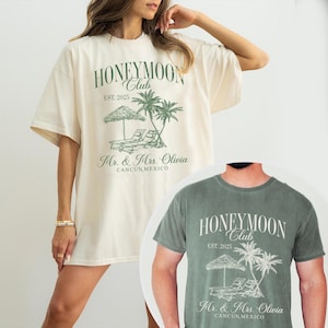 Custom Mr and Mrs Shirts, Honeymoon Vibes Tee, Couples Honeymoon Club Shirt, Gift For Newlywed, Just Married Shirt, Beach Wedding Party Gift