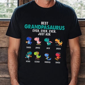 Personalized Best Grandpasaurus Ever Just Ask Shirts, grandpa shirt, Grandpasaurus Shirts, Papa tee, daddy shirts for men, funny dad shirt