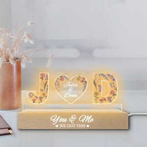 Personalized Heart Couple Name Light, Custom Wedding Night Light, Anniversary Gift, Bedroom Lamp, Home Decor, Romantic Gift for Couples