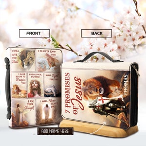 Personalized Bible Covers, 7 Promises of Jesus Bible Carrying Case, Promises of Jesus Bible Bible Covers, Christian Gift, Custom Bible Case.