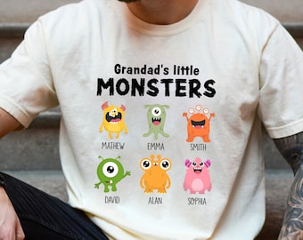Personalized Grandpa Shirt, Grandpas Shirt with Grandkid Name, Grandpas Little Monsters Shirt, Grandpa Gift, Grandpa Shirt, Fathers Day Gift