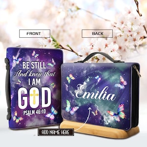 Personalized Bible Cover, Be Still And Know That I Am GOD Psalm 46:10 Bible Cover, Religious Gifts For Women, Faith Gifts