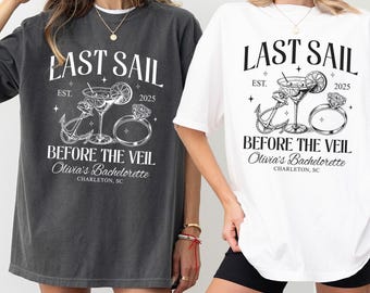 Cruise Bachelorette Shirts, Personalized Bachelorette Gifts, Boating Bach Club, Last Sail Before the Veil, Custom Bachelorette Party Shirts