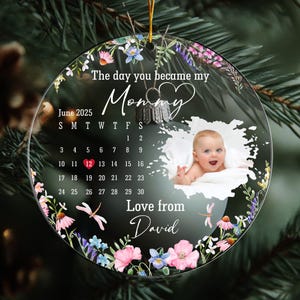Personalised Day You Became My Mummy Date Ceramic Ornament, Mothers Day Gift From Kids, Mother Birthday Gift, New Baby Gift For Mommy