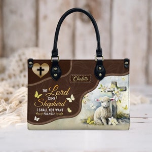 Christianartbag Bolsos, El Es Mi Pastor No Querré Salmo 23:1 Bolso De Cuero, Regalos para Mujer, Bolsos Personalizados, Regalo De Navidad