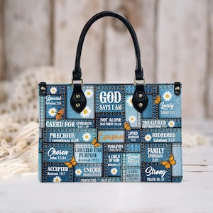 Christianartbag Handbags, God Says I Am Leather Handbag Purple, Personalized Bags, Gifts for Women, Gift For Jesus Lovers