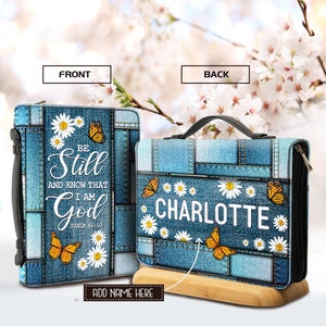 Personalized Bible Cover, Be Still And Know That I Am God Bible Cover, Daisy Butterfly Bible Cover, Gifts For Women, Christain Gift