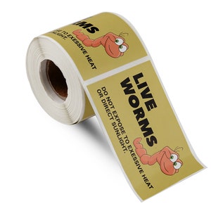 1.9''x 2.9'' 200 Sticker Label Per Roll LIVE WORMS Do Not Expose to Excessive Heat or Direct Sunlight Label for Shipping and Moving