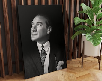 Mustafa Kemal Ataturk Canvas, Leader Soldier, Painting, Frame Option, Decoration Wall Set, Art Room Decor, Housewarming Gift For Him Her