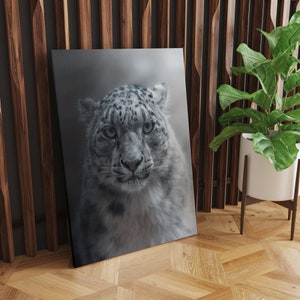 Die Schneeleopard-Leinwand, Schnee-Leinwand, Schneeleopard-Farbe, Rahmenwahl, Dekorationswandset, Kunst-Raumdekor, Housewarminggeschenk für ihn sie