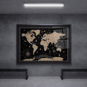 Astrologische alte Weltkarte Glasgemälde, Kunst Vintage, Rahmenoption, Dekorationswandset, Kunstzimmerdekor, Einweihungsgeschenk für ihn sie