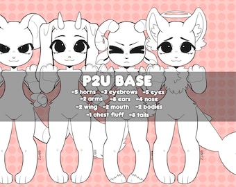 P2U Furry Lineart Basis für Fursona Referenzblatt Adoptiert