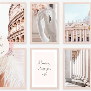 Rom Italien Print 6er Set, neutrale Töne Italien Reisegalerie Wand, Rom Italien Digitaldrucke, moderne minimalistische, druckbare Wanddekoration