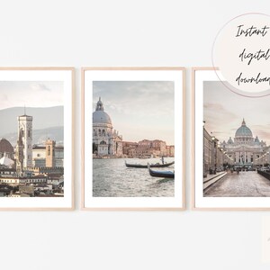 Italy Set of 3 Wall Art Prints, Florence, Rome, Venice Prints, Italy Gallery Wall Set, Scandi Photography Travel Poster Set, Italy Art Set