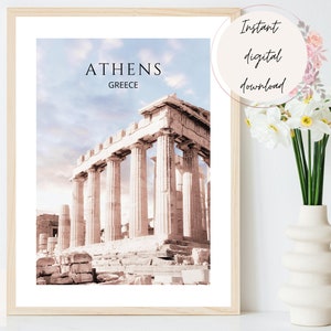 Athens Greece Travel Print, Athens City Art, Boho Athens Poster, Calm Beige Athens Greece Print, Greece Home Décor, Travel Photography Print