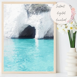 Greece Wall Art, White Arch Coastal Print, Skiathos Printable Art, Greece Beach Printable, Coastal Greece Art, Coastal Digital Art, Wall Art