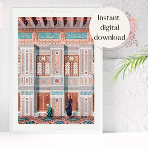 Vintage Arab Style Print, Vintage Arabesque Living Room Print, La Decoration Arabe Emile Prisses D&#39;Avennes 19th century, Arabian Art Print