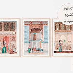 Vintage Arab Style Print, Vintage Arabesque Living Room Print, La Decoration Arabe Emile Prisses D&#39;Avennes 19th century, Arabian Art Prints