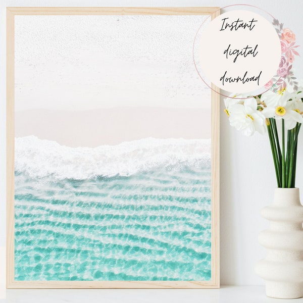 Aerial Coastal Beach Print, Aerial Ocean Digital Wall Art, Printable Beach Home Decor, Coastal Print, Nature Print, Ocean Print, Beach Print