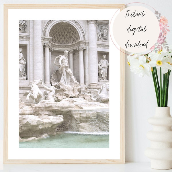 Rome Architecture Travel Print, Rome Dreamy City Print, Rome Trevi Fountain, Neutral Rome Print, Rome Home Décor, Travel Photography Print