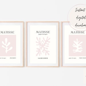 Matisse Neutral Tones Set of 3 Digital Prints, Printable Neutral Colour Matisse Gallery Wall Art, Matisse Set of 3 Prints, Exhibition Art