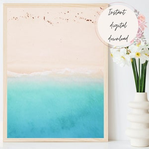 Aerial Coastal Bondi Beach Print, Aerial Ocean Digital Wall Art, Beach Home Decor, Coastal Print, Nature Print, Ocean Print, Beach Print