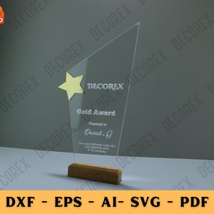 Wooden Acrylic Trophy Award 2024 |svg| |eps| |AI| |dxf| |pdf| for CNC Router, Laser Cut