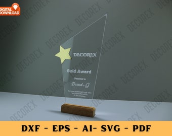 Wooden Acrylic Trophy Award 2024 |svg| |eps| |AI| |dxf| |pdf| for CNC Router, Laser Cut