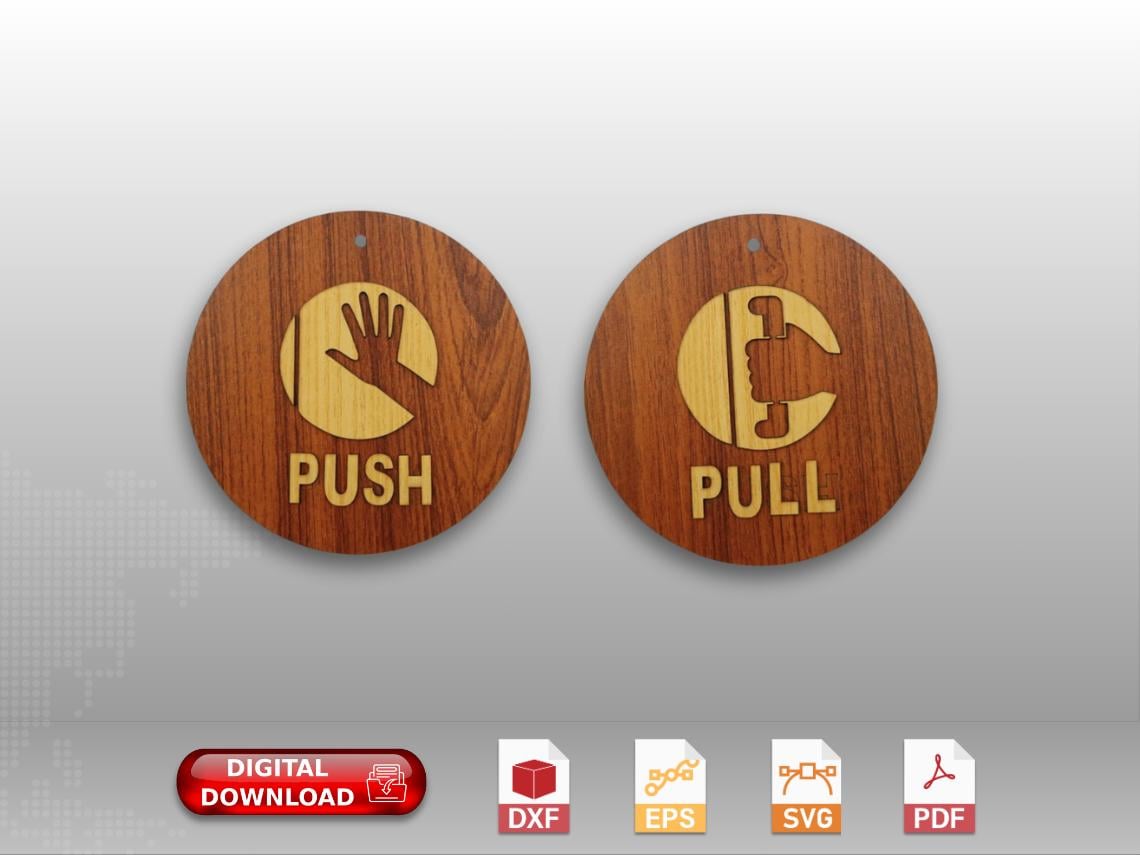 Push Pull Door Signs Open Hand Door Close |svg| |eps| |dxf| |pdf| for ...