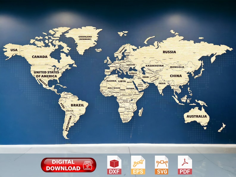 Wooden World Map Wall Decoration Art ,office School Geography Cork