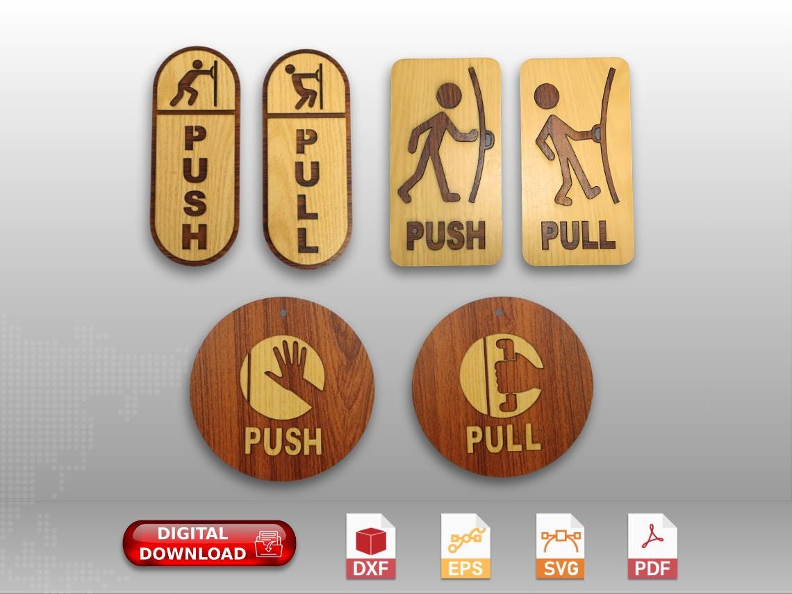 Push Pull Svg Push Pull Door Signs Open Hand Door Close |svg| |eps| |dxf| |pdf| for ...