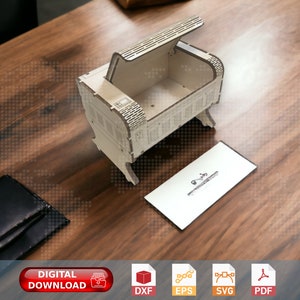 Visitenkarten-Halter für Büro / Visitenkarten-Halter Holzkiste, Business Cases Design Gift, 3 mm, 1/8 inch, |svg| |eps| |dxf| |pdf| für CNC-Fräser, Laser Cut