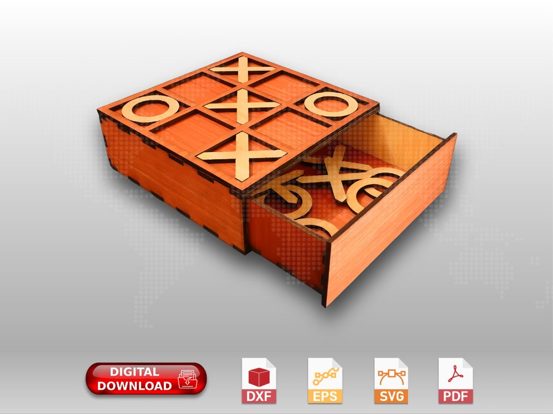 XOX Tic Tac Toe Game Wooden Box, Board Games Gift for Family, Kids