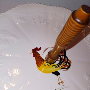 Vintage Rooster Serving Platter with Handle