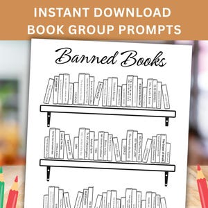 Colour-in Sheets for Book Clubs / Banned Books Discussion Prompts / Printable PDF Book Friends