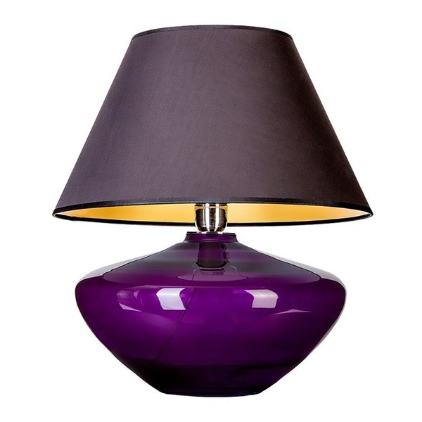 Lampe de table Cosy Home Ideas en verre avec abat-jour bulbeux doré à l'intérieur, sans ampoule, lampe en verre soufflé bouche vert violet