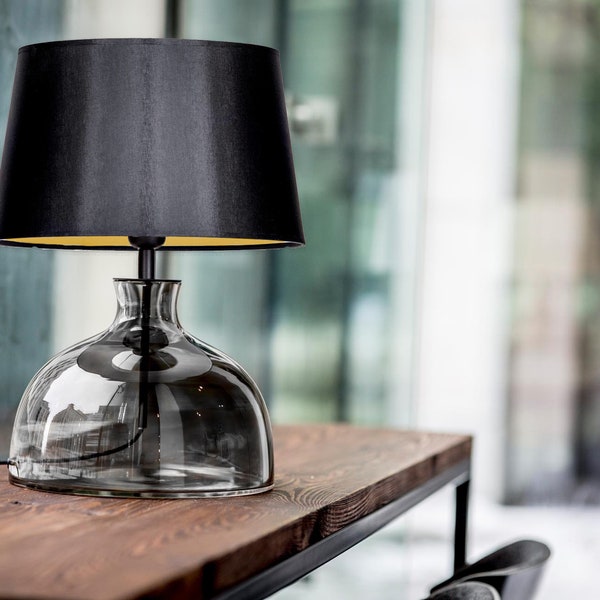 Cozy Home Ideas table lamp made of glass taupe brown gray with lampshade fabric white glass lamp hand-blown transparent