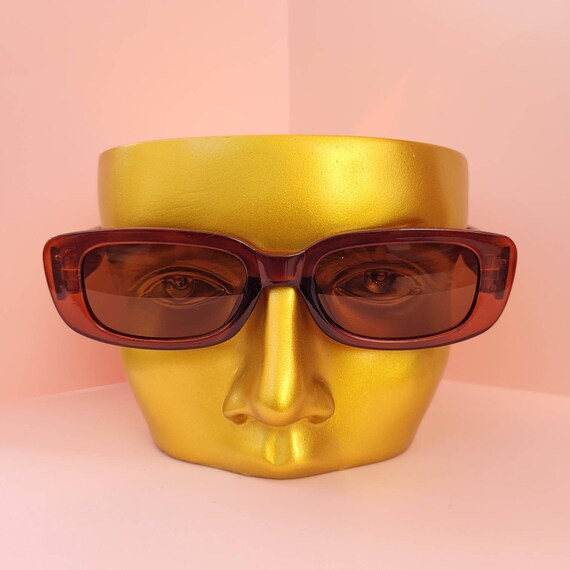 Transparent Brown Chunky Plastic Rectangle Sungla… - image 5