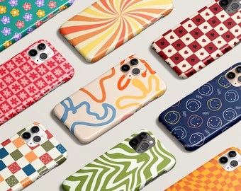 Retro Groovy Swirls iPhone Hülle, iPhone 15 14 Plus Hülle, iPhone 13 12 11 Pro Max Hülle, iPhone X XS XR Hülle