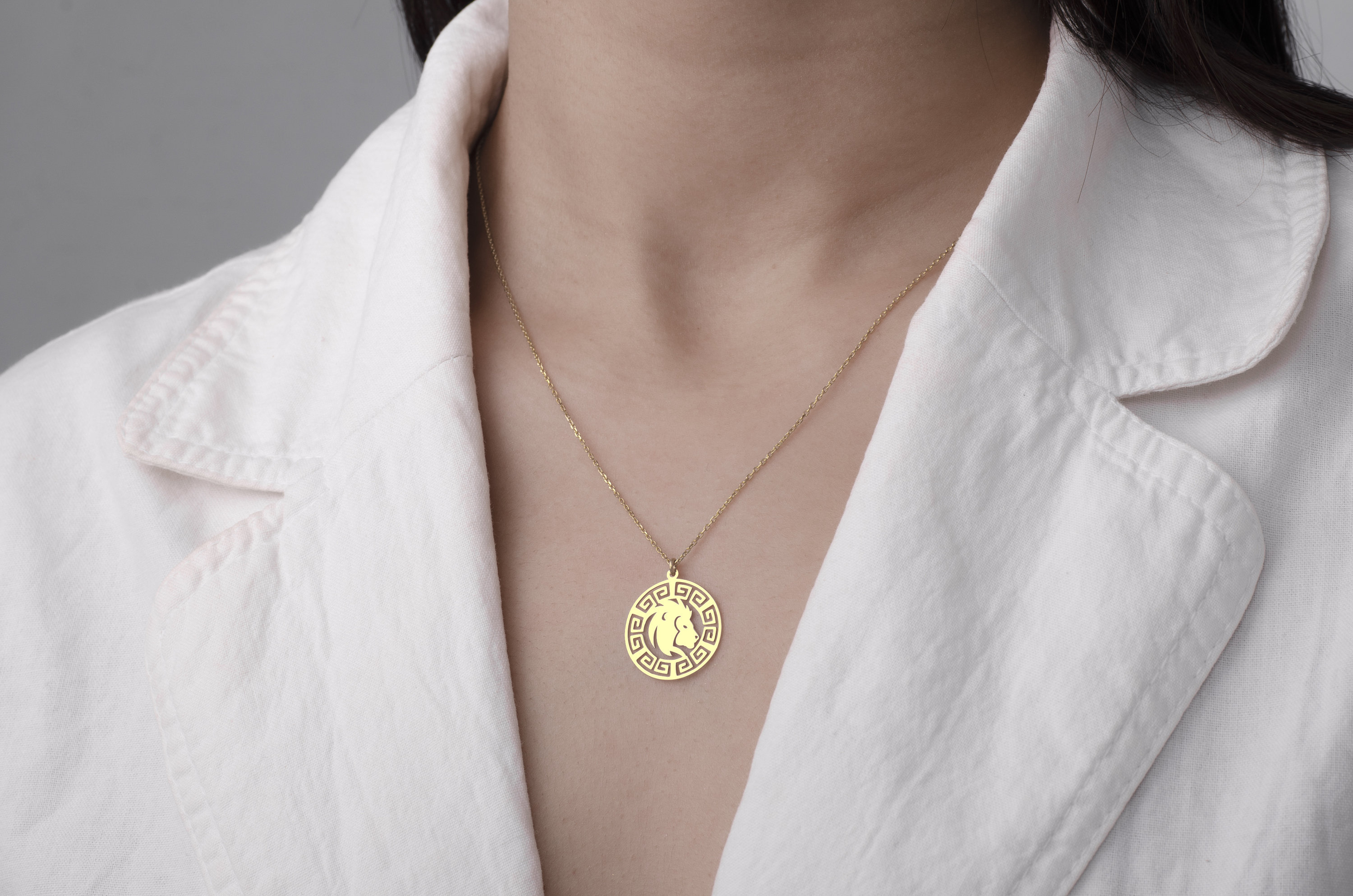 GELIN 14k Solid Gold Coin Astrology Constellation Horoscope Zodiac Necklace for Women 