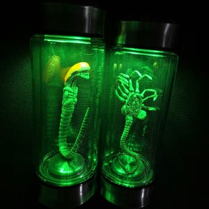 Alien miniature larva in a jar with led predator xenomorph for movie Fans gift for her gift for him valentines gift xenomorph
