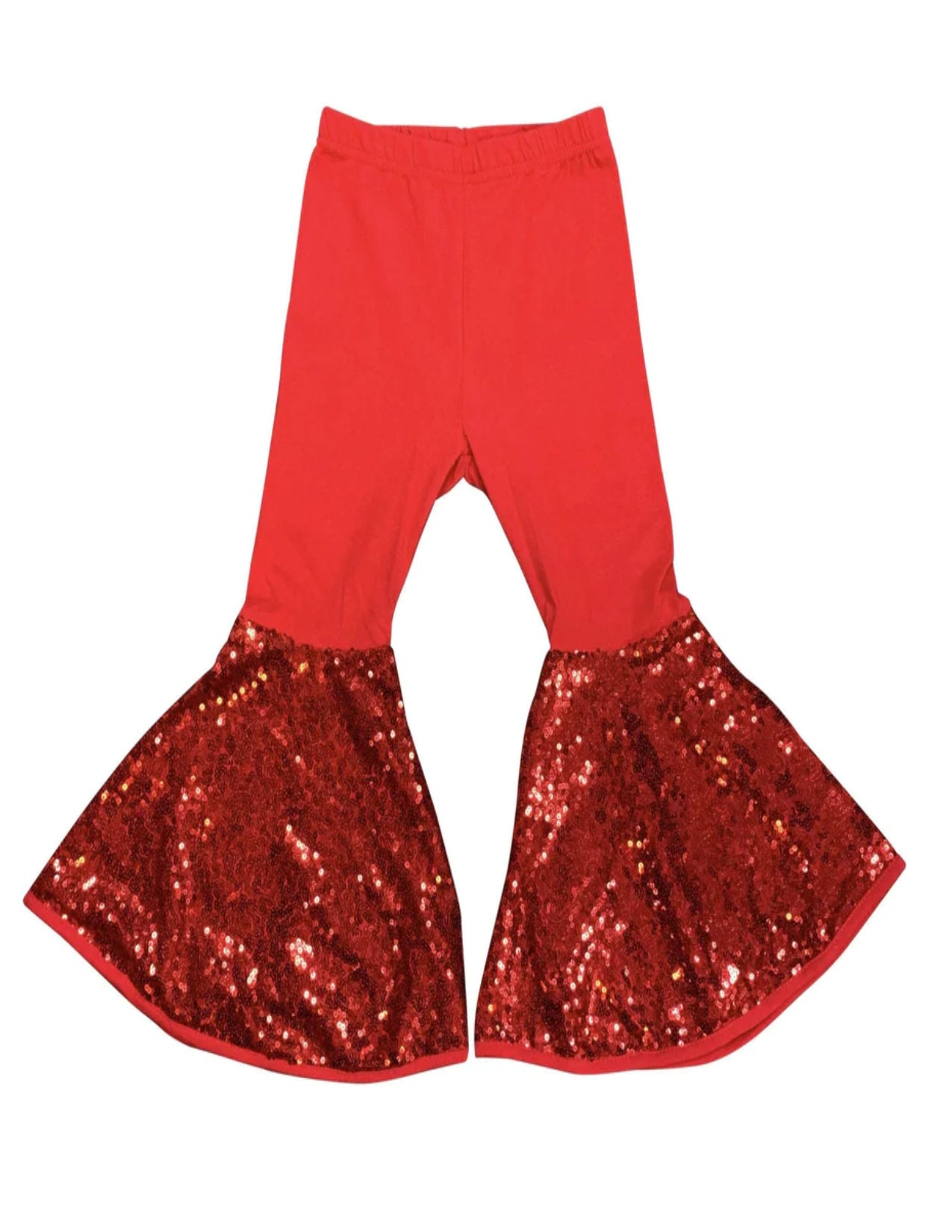 Lace Bow Sequins Girly Bell Bottoms Pants